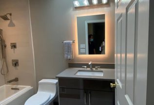 Modern Bathroom Design and Remodeling, Custom Vanity, Lighting design Burke, VA