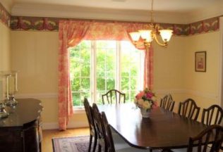Custom Window Treatment, Toile Fabric, Schumacher wallpaper Border, Traditional Interior design, Oakton, VA