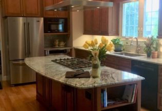 Kitchen Design, Planning, Lighting design, LED colored uplighting, Cherry Cabinets, Manassas, VA