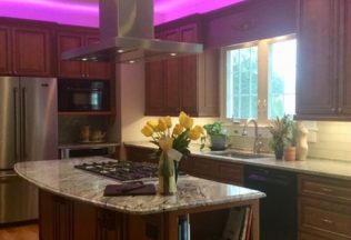 Kitchen Design & remodeling, Lighting design, color control LED uplighting, Manassas, VA