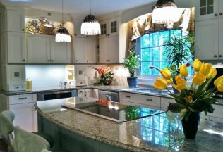 Kitchen interior design and Remodeling, Lighting Design, Curved Center Island, Fairfax VA
