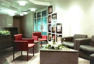 Reception Area Interior Design & Furnishings, Custom Light Fixtures, Custom Display Cases, New York, NY