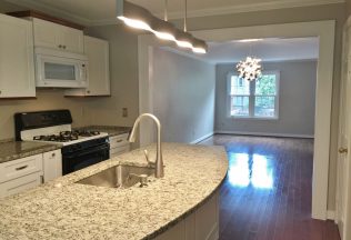 Townhome Remodeling, Lighting Design, budget kitchen cabinets, new wood floors, Burke VA