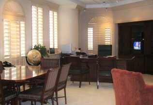 Executive Office Interior Design and Planning, Traditional Office Furniture, Plantation Shutters, Alexandria VA