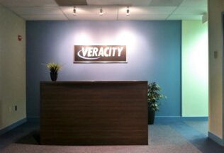 Office Space Planning & Interior Design, Reception Desk, Veracity Logo, Alexandria, VA