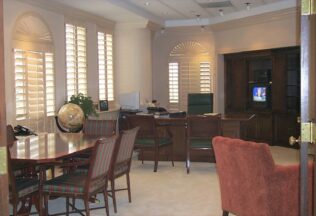 Executive Office, Plantation Shutters, Lighting Design, Furnishings, Alexandria, VA